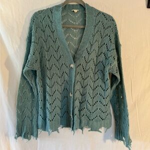 Hem & Thread Seafoam Open Knit Cardigan